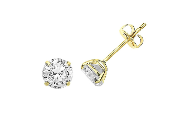 9-karatowe złote kolczyki w kształcie pasjansa 9K, sztyft z brylantem Solitaire 3mm 4mm 5mm