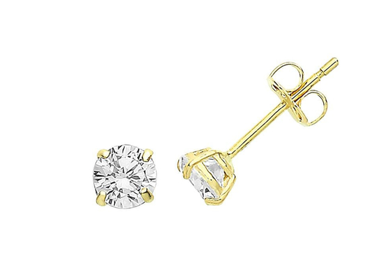 9-karatowe złote kolczyki w kształcie pasjansa 9K, sztyft z brylantem Solitaire 3mm 4mm 5mm