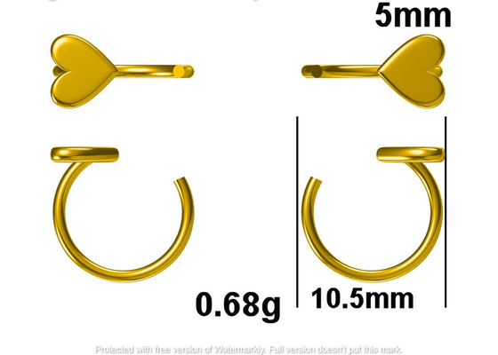 Huggie Hoop 9K złote kolczyki Małe serce w kształcie Dia Inner 8mm Outer 10.5mm