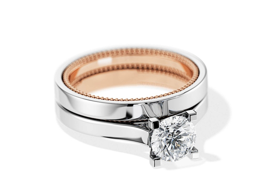 Dwukolorowy złoty pierścionek 9K 7,5 mm z 1,5-karatowym diamentem Moissanite