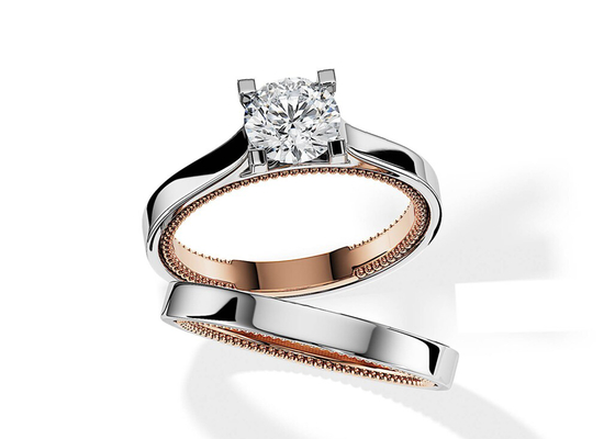 Dwukolorowy złoty pierścionek 9K 7,5 mm z 1,5-karatowym diamentem Moissanite