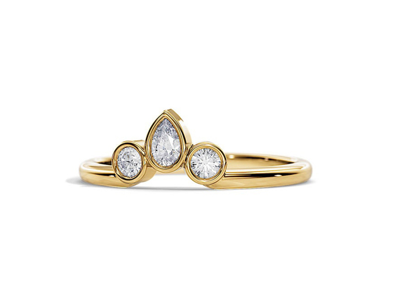 0,4CT Obrączka ślubna w kształcie litery V z pierścionkiem zaręczynowym, 2 mm pierścionki diamentowe do układania w stos OEM
