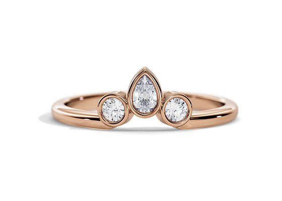 0,4CT Obrączka ślubna w kształcie litery V z pierścionkiem zaręczynowym, 2 mm pierścionki diamentowe do układania w stos OEM
