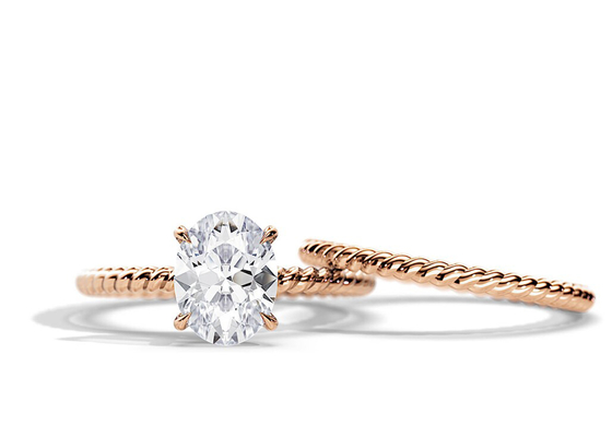 Owalny szlif 9K Złoty pierścionek 1,5ct 6 × 8MM z ustawieniem typu Moissanite Prong