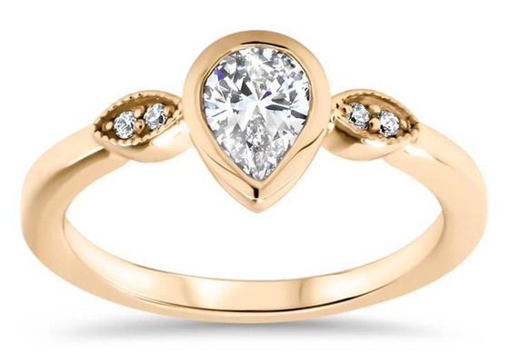 0,77 karata 10k Złoty pierścionek Moissanite, złoty pierścionek zaręczynowy Solitaire o wymiarach 5 × 7 mm
