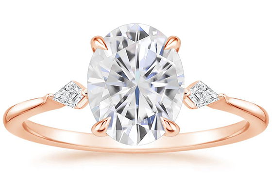 10K różowe złoto owalne pierścionki zaręczynowe Moissanite Dia OV7×9mm 2.1ct