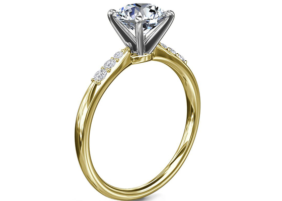 Okrągły kształt 9K Srebrny pierścionek z 6MM 1,0-karatowym białym kamieniem Moissanite