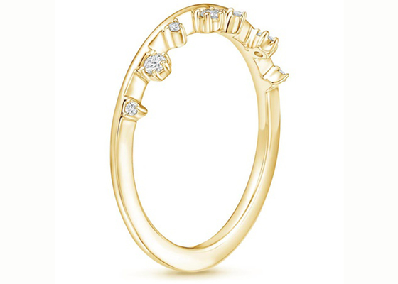 Różne rozmiary Pierścionek z żółtego złota 14K z biżuterią z 0,15 ct VS1 2 mm z naturalnego diamentu