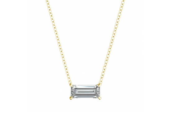 Naszyjniki ze złota 14K z bagietką i diamentem pasjansa o masie 0,5 ct 5 × 7 mm