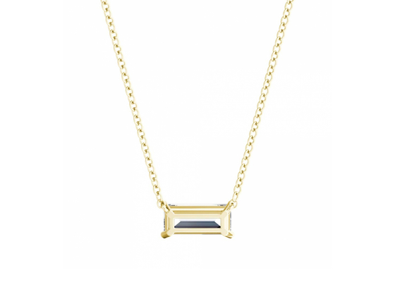 Naszyjniki ze złota 14K z bagietką i diamentem pasjansa o masie 0,5 ct 5 × 7 mm