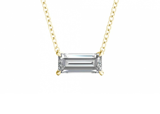 Naszyjniki ze złota 14K z bagietką i diamentem pasjansa o masie 0,5 ct 5 × 7 mm