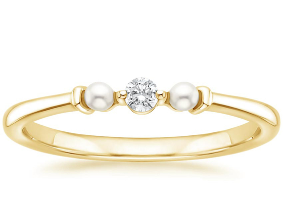 14K żółte złoto perła i diamentowy pierścionek zaręczynowy 2mm rozmiar ODM