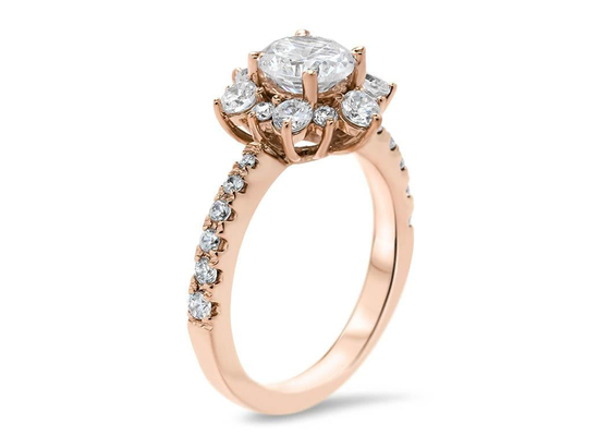 Zainspirowany płatkiem śniegu srebrny pierścionek 9K z diamentem laboratoryjnym RD6.5MM Rozmiar 1,0ct waga