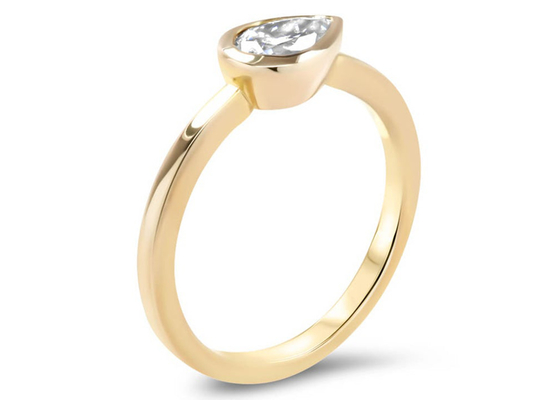 0,77ct Obrączka z żółtego złota, pierścień zaręczynowy ODM Bezel dla pani