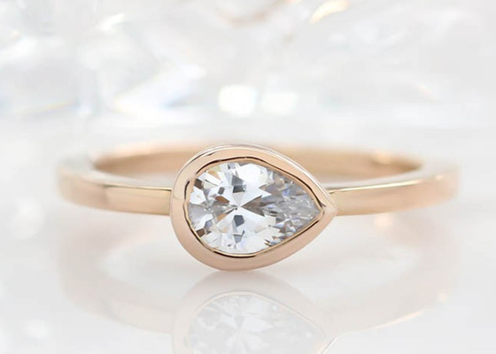 0,77ct Obrączka z żółtego złota, pierścień zaręczynowy ODM Bezel dla pani