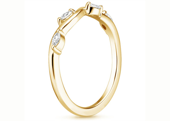 Wisząca wierzba 14-karatowy pierścionek z żółtego złota z diamentem 2 × 4 mm 0,40 ct