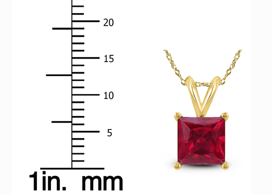 7×7MM 14K złote naszyjniki z rubinowym wisiorkiem 2ct na zaręczyny