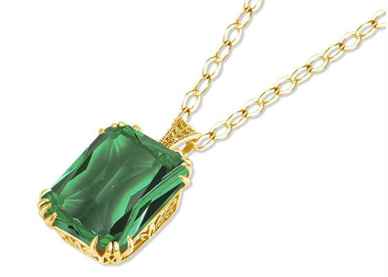 Vintage 14K złote naszyjniki 2,67 ct 8 × 10 mm z naturalnym szmaragdowym wisiorkiem