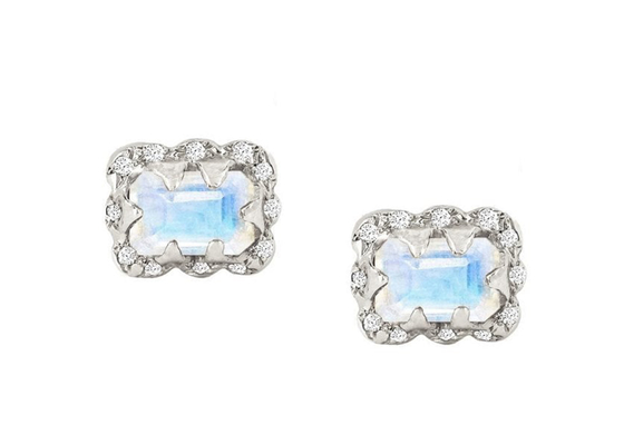 5 × 7MM Szmaragdowe diamentowe kolczyki z posypanym diamentem na prezent