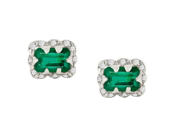 5 × 7MM Szmaragdowe diamentowe kolczyki z posypanym diamentem na prezent