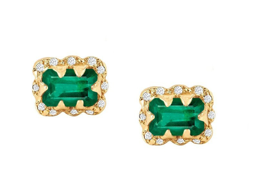 5 × 7MM Szmaragdowe diamentowe kolczyki z posypanym diamentem na prezent