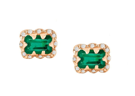 5 × 7MM Szmaragdowe diamentowe kolczyki z posypanym diamentem na prezent