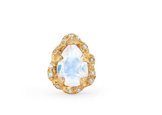 Złote kolczyki z kroplą wody 9K z prawdziwym diamentem o wymiarach 6 × 8 mm
