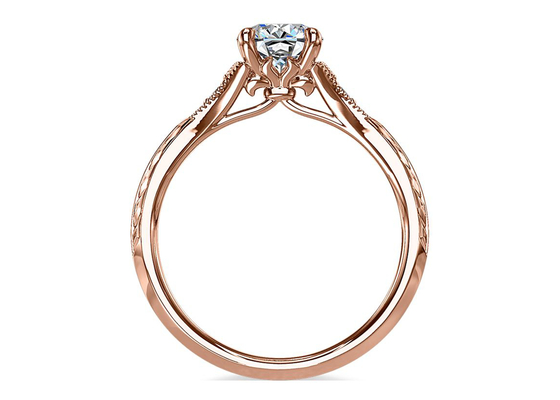 14K Roose Gold Lab Grown Moissanite Ring Dia RD6mm 0,8ct na ślub