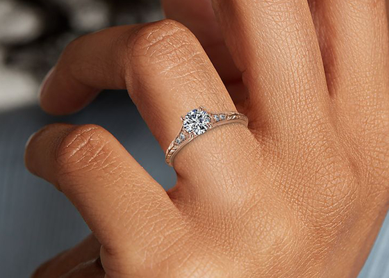14K Roose Gold Lab Grown Moissanite Ring Dia RD6mm 0,8ct na ślub
