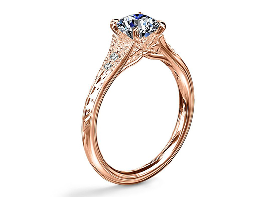 14K Roose Gold Lab Grown Moissanite Ring Dia RD6mm 0,8ct na ślub