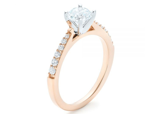 Claw Setting Pierścienie z Moissanite w kolorze różowego złota 5,5 mm rozmiar OEM ODM