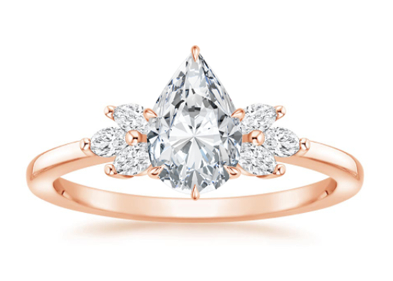 Pear Cut Lab Grown Moissanite Ring 0,77ct PS5 × 7mm Wymiar 14K Materiał z różowego złota