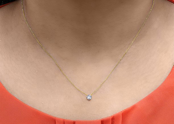 4 mm 0,23 ct diamentowy naszyjnik z pasjansem, 4 bolce 14-karatowy naszyjnik z żółtego złota