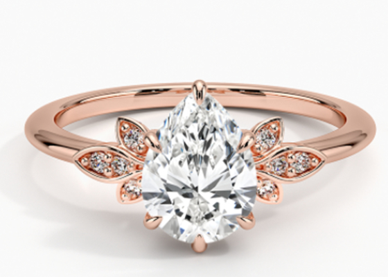 14K 0,77ct różowe złoto cięcie gruszki ślubne Moissanite biżuteria złoty pierścionek