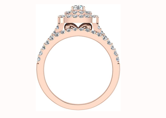 0.79CT 79 SZTUK Diamentowe obrączki ślubne Podwójne Halo w kształcie poduszki w kształcie