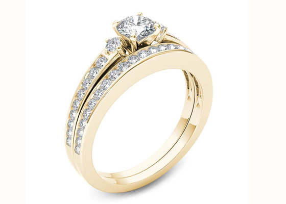 0,48CT Pierścionki zaręczynowe z diamentami Moissanite 18-karatowe złoto