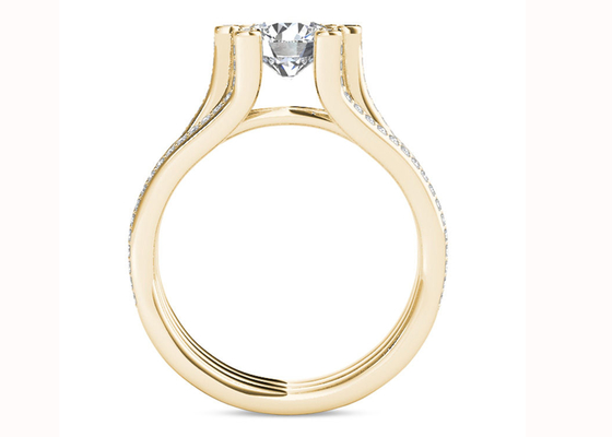 Żółte złoto 126 szt. Pierścionki zaręczynowe z diamentami 1.26CT Całkowita waga