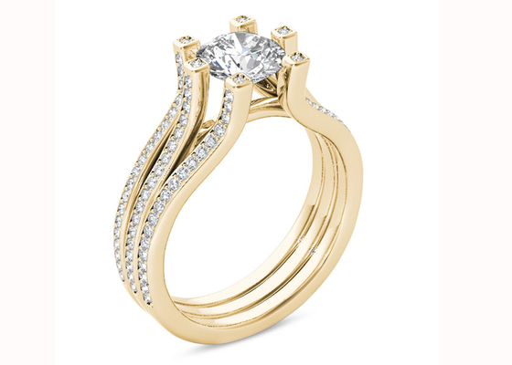 Żółte złoto 126 szt. Pierścionki zaręczynowe z diamentami 1.26CT Całkowita waga