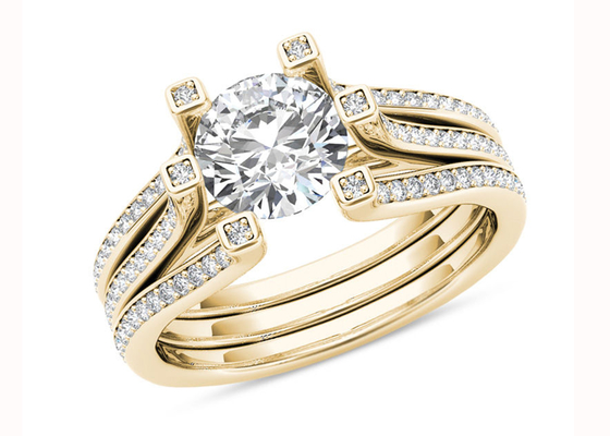 Żółte złoto 126 szt. Pierścionki zaręczynowe z diamentami 1.26CT Całkowita waga