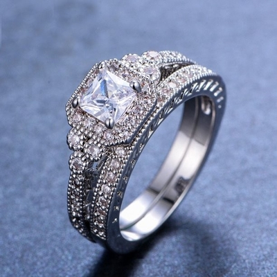0,62 ct 2 karatowy pierścionek z brylantem o szlifie księżniczki, 62 szt. Pierścionków zaręczynowych Moissanite