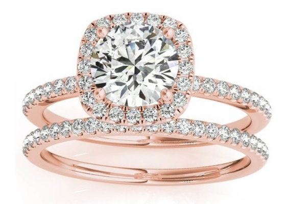 Prong Square Diamond Rose Gold Ring, 0,35CT ukryty pierścionek zaręczynowy Halo ODM