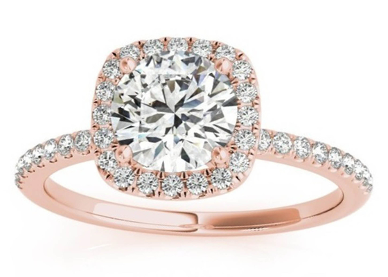 Prong Square Diamond Rose Gold Ring, 0,35CT ukryty pierścionek zaręczynowy Halo ODM